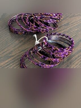 Pakistani Indian Glass Bangles (Choorian), Purple
